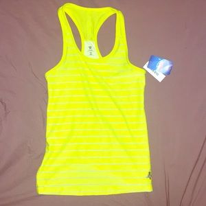 Workout yoga tank top neon yellow halter XS